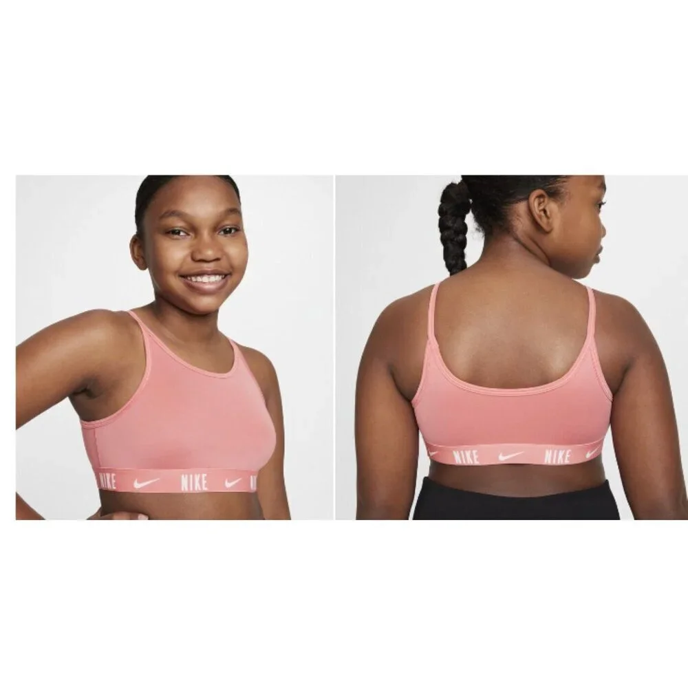 Nike Trophy Big Girls Sports Bra Dri-Fit Training Light Support Pink Size XL(+)
